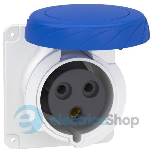 Розетка панельна пряма 32A 2P+E, 6г, 200-250V/AC, IP67, з'єднання гвинтами, SE PratiKa PKF32G723