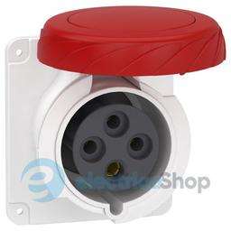 Розетка панельна пряма 32A 3P+E, 6г, 380-415V/AC, IP67, з'єднання гвинтами, SE PratiKa PKF32G734