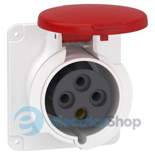 Розетка панельна пряма 32А 3P+E, 6г, 380V/AC IP44, швидке підключення, SE Kaedra Box PKY32G434