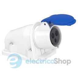 Розетка кутова настінна 16A 2P+E, 6г, 200-250V/AC, IP44, з'єднання гвинтами, SE PratiKa PKF16W423