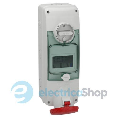Розетка навісна з блокуванням та DIN рейкою63А 3Р+N+Е, 6г, 415V/AC IP65, SE Kaedra Box PKB63Q535