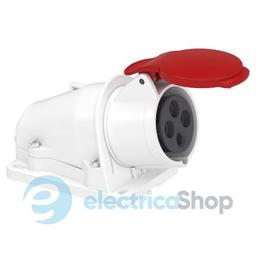 Розетка кутова настінна 16A 3P+E, 6г, 380-415V/AC, IP44, з'єднання гвинтами, SE PratiKa PKF16W434