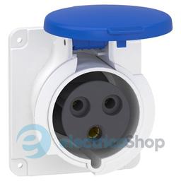 Розетка панельна пряма 32A 2P+E, 6г, 200-250V/AC, IP44, з'єднання гвинтами, SE PratiKa PKF32G423