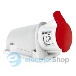 Розетка кутова настінна 32A 2P+E, 6г, 380-415V/AC, IP44, з'єднання гвинтами, SE PratiKa PKF32W433
