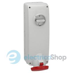 Розетка настінна з вимикачем та блокуванням 63А 3Р+N+Е, 415V/AC, 6г, IP65, SE Kaedra Box PKB63P535