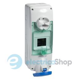 Розетка навісна з блокуванням та DIN рейкою 63А 2Р+Е, 6г, 250V/AC IP65, SE Kaedra Box PKB63Q523