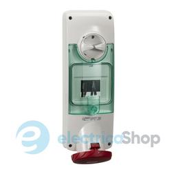 Розетка з блокуванням та DIN-рейкою 63А 3Р+Е, 6г, 415V/AC IP65, SE Kaedra Box PKB63U534