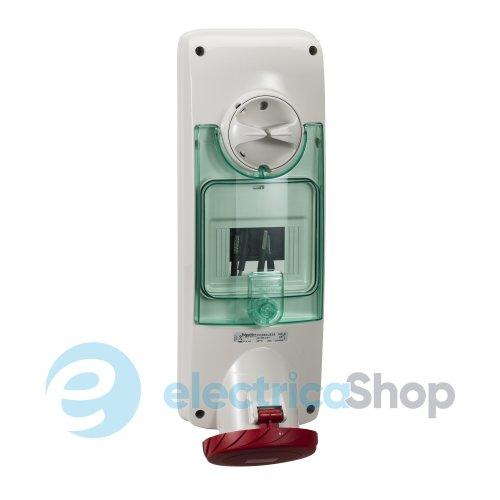 Розетка з блокуванням та DIN-рейкою 63А 3Р+Е, 6г, 415V/AC IP65, SE Kaedra Box PKB63U534