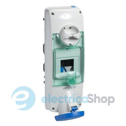 Розетка з блокуванням та DIN-рейкою 63А 2Р+Е, 6г, 250V/AC IP65, SE Kaedra Box PKB63U523