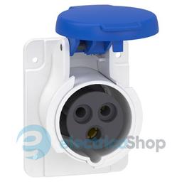 Розетка панельная пряма 16А 2P+E, 6г, IP44 220V/AC, SE Kaedra Box PKY16G423