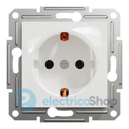 Розетка із заземленням Asfora Schneider Electric EPH2970121 біла (без рамки)