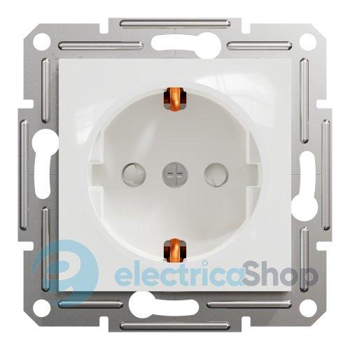 Розетка із заземленням із защ.шт. Asfora Schneider Electric EPH2970221 біла (без рамки)