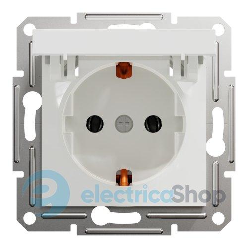 Розетка з кришкою із заземленням Asfora Schneider Electric EPH3170121 біла (без рамки)