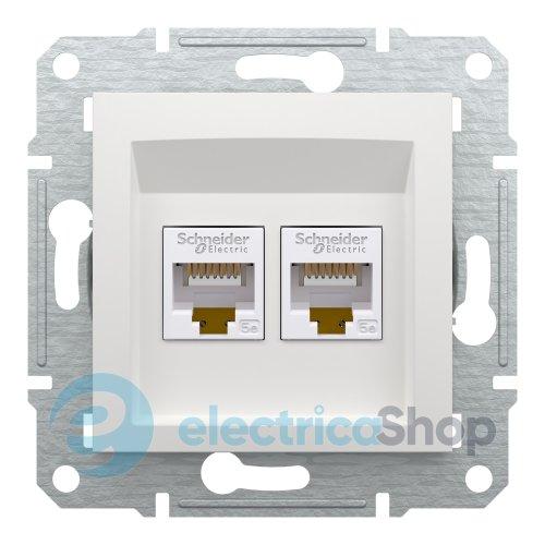 Розетка комп'ютерна 2-а RJ45 кат.5Е Asfora Schneider Electric EPH4470121 біла (без рамки)