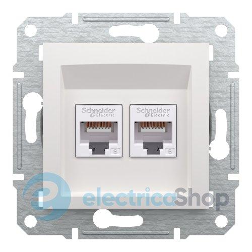 Розетка комп'ютерна 2-а RJ45 кат.6/UTP Asfora Schneider Electric EPH4870121 біла (без рамки)