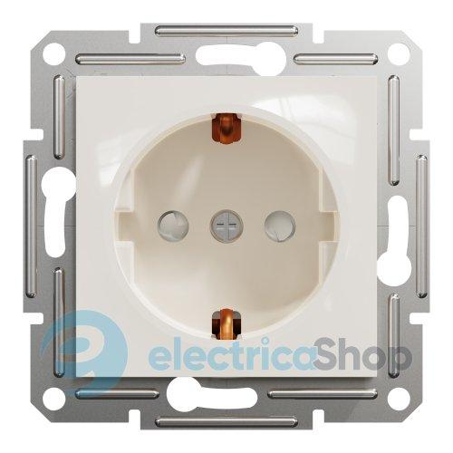 Розетка із заземленням із защ.шт. Asfora Schneider Electric EPH2970223 крем (без рамки)
