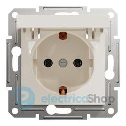 Розетка з кришкою із заземленням Asfora Schneider Electric EPH3170123 крем (без рамки)