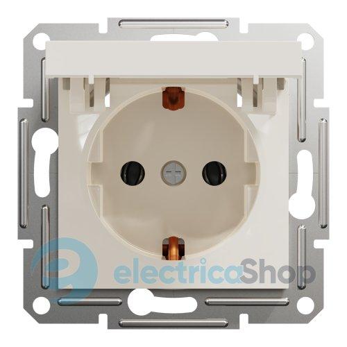 Розетка з кришкою із заземленням Asfora Schneider Electric EPH3170123 крем (без рамки)