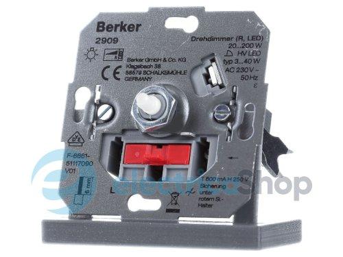 Димер поворотний, ЛН/ВВГЛ 20-200Вт, LED 3-40Вт, 230В Berker 2909