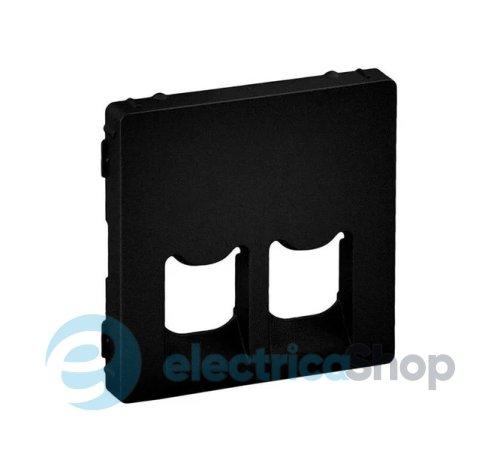 Лицьова панель розетки Rj11+Rj45. 756422 Legrand Valena Life Black колір чорний матовий