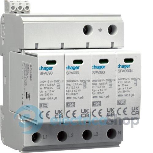 Розрядник (ПЗІП) T1+T2 4P 50kA 1,2kV TN-S TT +дод.контакт SPA931 Hager