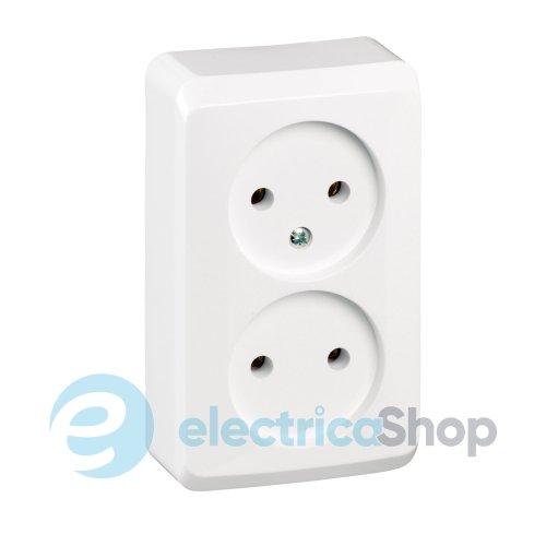 Розетка подвійна без з/к 16А зовнішнього монтажу IP20 Prima Schneider Electric білий