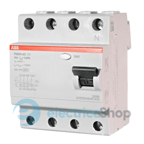 Дифреле 4-п ABB (FH204 4P, 25А, 30мА, тип АС)