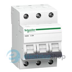 Автоматичний вимикач 3-п, 20А, C, 6kA, Acti9 K60N Schneider Electric A9K02320