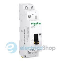 Контактор 25A/250V, 2НВ, котушка 230-240V/AC, DIN, Acti9 iCTK, SE A9C41225, ручне керування
