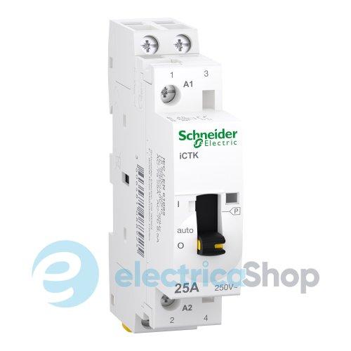 Контактор 25A/250V, 2НВ, котушка 230-240V/AC, DIN, Acti9 iCTK, SE A9C41225, ручне керування