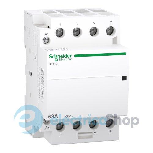 Контактор 63A/400V, 4НВ, котушка 220-240V/AC, DIN, Acti9 iCTK, SE A9C40463
