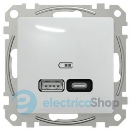 USB-розетка тип A+C 21 Вт. Sedna Design SE SDD111405, білий