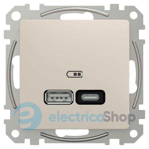 USB-розетка тип A+C 21 Вт. Sedna Design SE SDD112405, бежевий