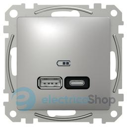 USB-розетка тип A+C 21 Вт. Sedna Design SE SDD113405, алюміній
