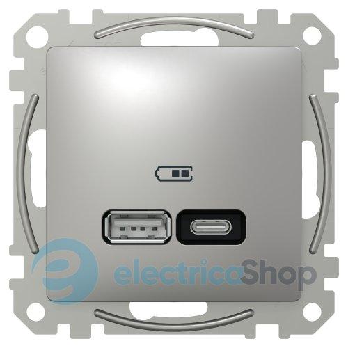 USB-розетка тип A+C 21 Вт. Sedna Design SE SDD113405, алюміній
