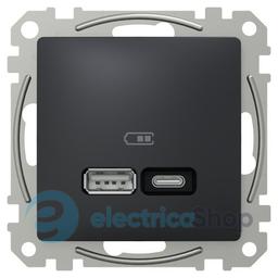 USB-розетка тип A+C 21 Вт. Sedna Design SE SDD114405, чорний