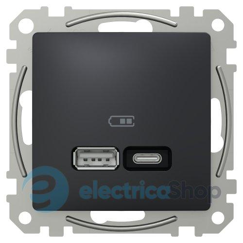 USB-розетка тип A+C 21 Вт. Sedna Design SE SDD114405, чорний