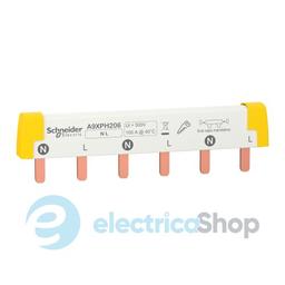 Гребінчаста шина, 1L+N, ширина 18 мм, 6 модулів, 100 А Schneider Electric Acti9 A9XPH206