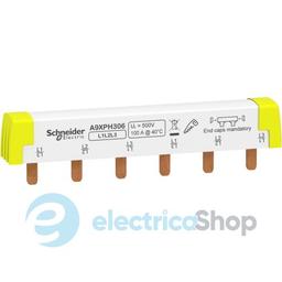 Гребінчаста шина, 3L, ширина 18 мм, 6 модулів, 100А Schneider Electric Acti9 A9XPH306