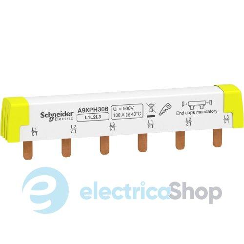 Гребінчаста шина, 3L, ширина 18 мм, 6 модулів, 100А Schneider Electric Acti9 A9XPH306