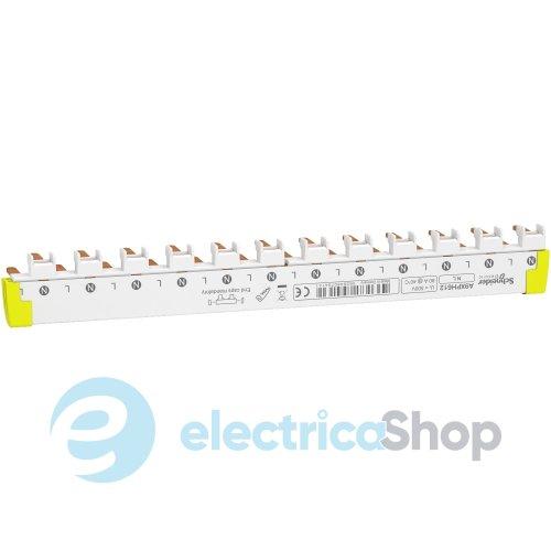 Гребінчаста шина нижня, 1L+N, ширина 9 мм, 12 модулів, 80А Schneider Electric Acti9 A9XPH612