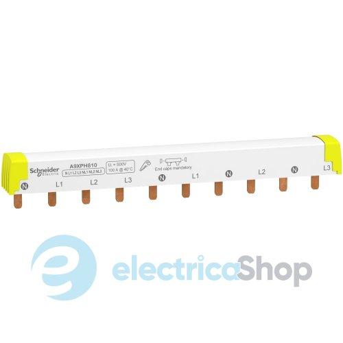 Гребінчаста шина нижня, 3L+N, ширина 18 мм, 10 модулів, 80А Schneider Electric Acti9 A9XPH810