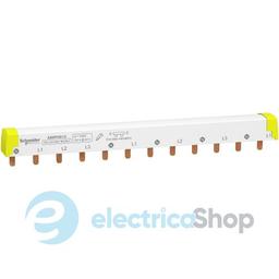 Гребінчаста шина нижня, 3L+N, ширина 18 мм, 12 модулів, 80А Schneider Electric Acti9 A9XPH812