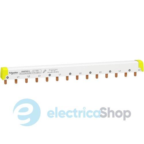 Гребінчаста шина нижня, 3L+N, ширина 18 мм, 14 модулів, 80А Schneider Electric Acti9 A9XPH814