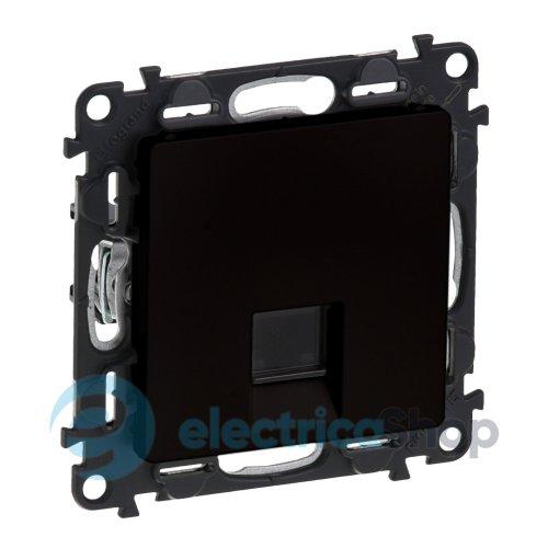 Розетка комп'ютерна RJ45 Кат.5е UTP Valena LIFE 756340 (механізм + лицьова панель), чорний матовий
