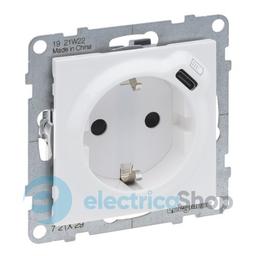 Розетка із з/к та захист. шторками + USB С 1,5А/250V для серії SUNO Legrand 721129 білий