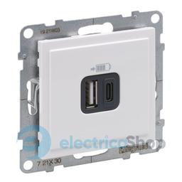 Розетка для заряджання USB А+C 12Вт+15Вт/5V для серії SUNO Legrand 721130 білий