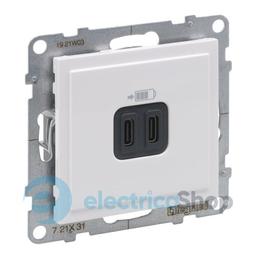 Розетка для заряджання USB С+C 15Вт/5V для серії SUNO Legrand 721131 білий