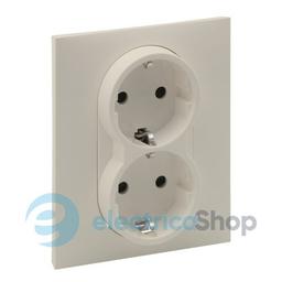 Розетка 2-а. із з/к та шторками (пруж.клеми) 16А/250V для серії SUNO Legrand 721226 слонова кістка