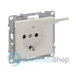 Розетка із з/к та кришкою і захист. шторками (пруж.клеми) 16А/250V для серії SUNO Legrand 721227 слонова кістка